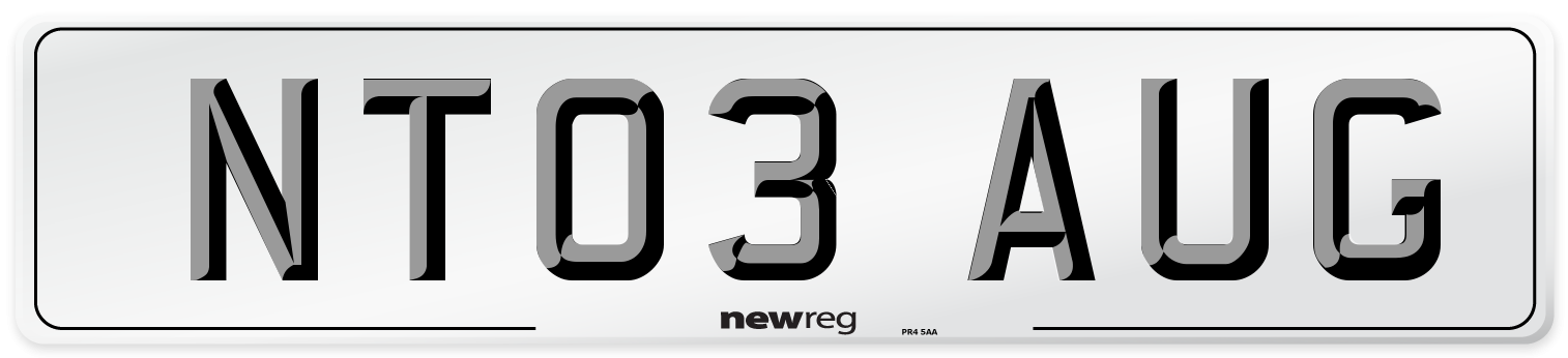 NT03 AUG Number Plate from New Reg